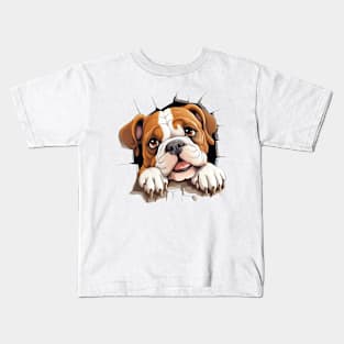 Baby Bulldog Peeking Kids T-Shirt